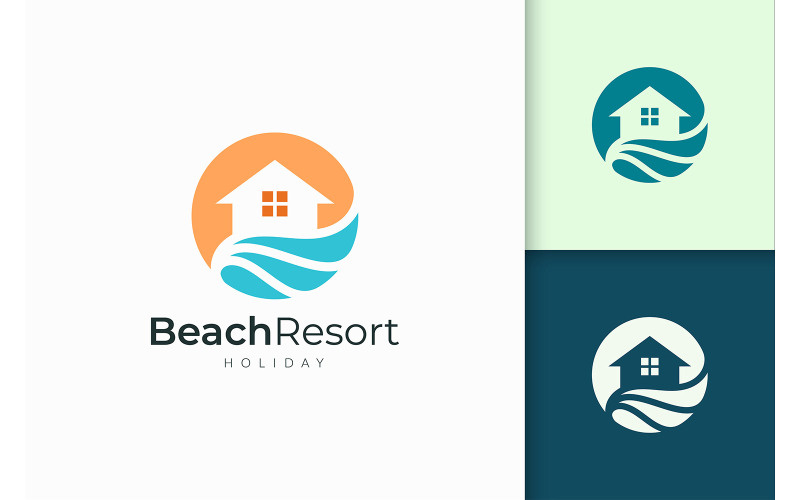 Logotipo do resort ou propriedade em resumo para negócios imobiliários