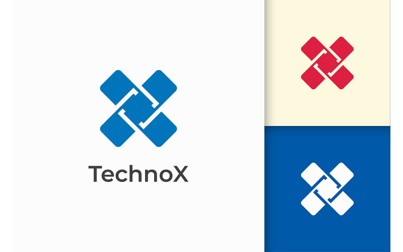 Logotipo moderno da letra X para empresa de tecnologia representa inovação