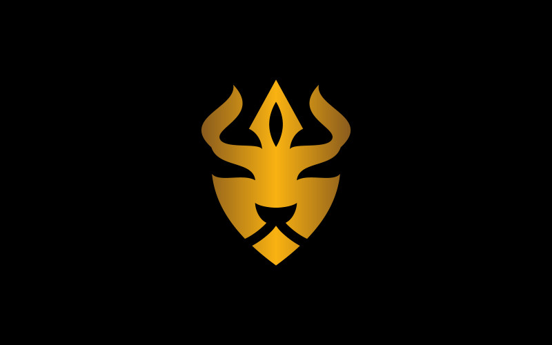 Modèle de logo de bouclier d'épée de tête de lion