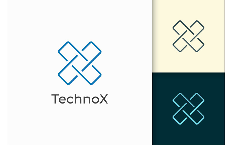 Nowoczesne i minimalistyczne logo litery X dla firmy Tech