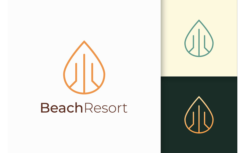 Propriedade moderna à beira-mar ou logotipo do apartamento