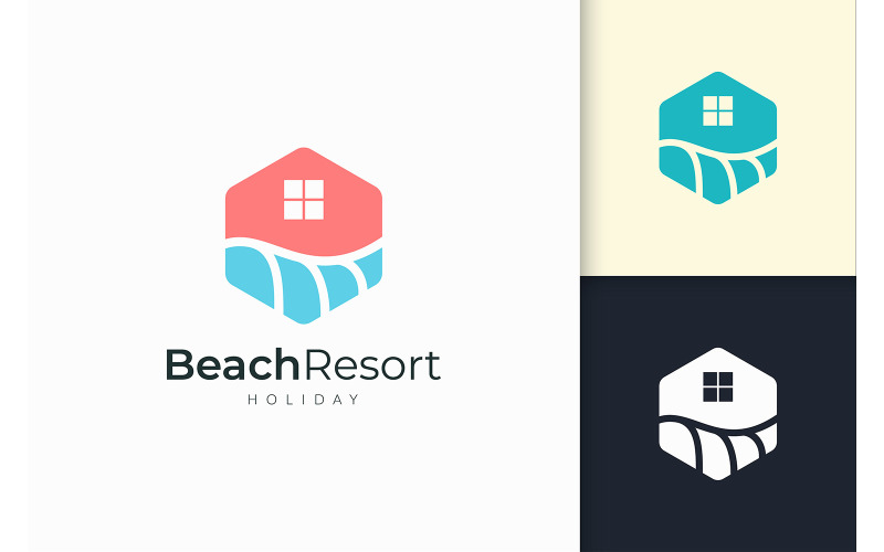 房地产公司在海滨的家庭或度假村标志