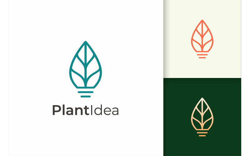 Glödlampa och lövlogotyp representerar innovation