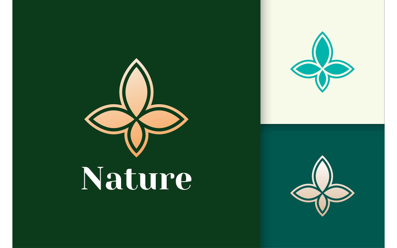 Квітковий логотип у простому та розкішному листі для здоров’я та краси
