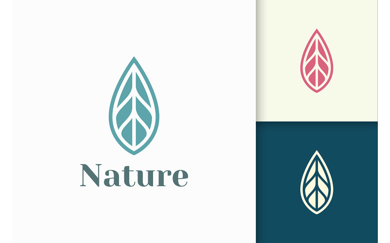 Logo de feuille dans une forme simple et propre pour la santé et la beauté