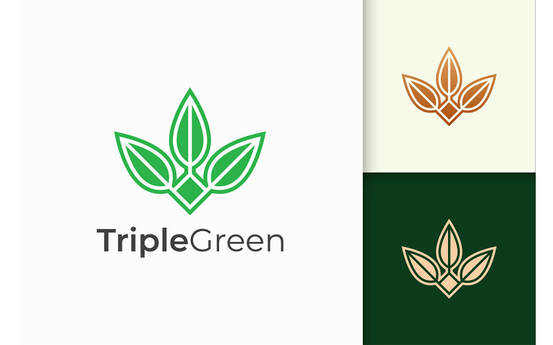 Triple Leaf of Flower Logo in vrouwelijke en luxe stijl