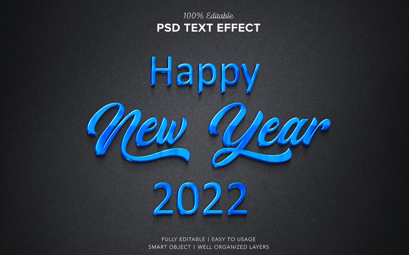Blau 2022 Neujahr Texteffekt Stil Psd
