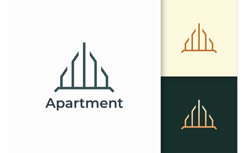 Building or Apartment Logo Template in Simple Line Shape