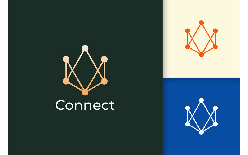 Digitální data nebo Connect Logo Concept pro technologickou společnost