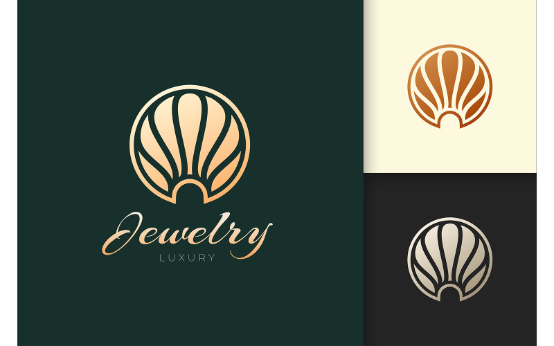 Le logo de luxe en perles ou en coquillages représente des bijoux ou des pierres précieuses