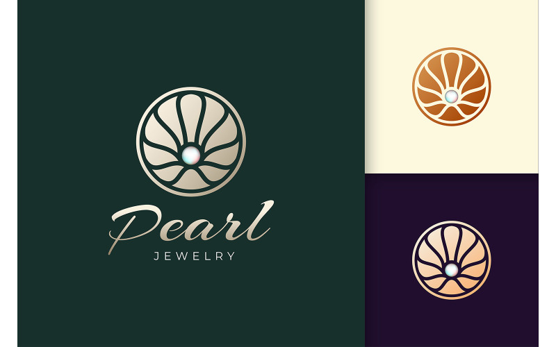 Le logo de perle de luxe représente un bijou ou une beauté