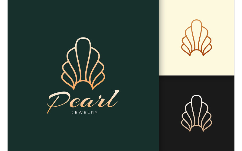 Logo di perle o gioielli in lusso da Shell o Clam
