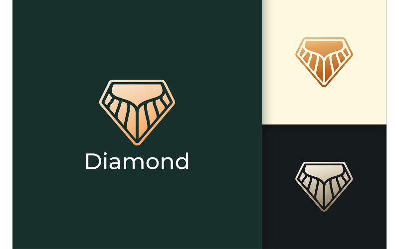 Логотип с бриллиантами или драгоценными камнями в роскошном и стильном стиле