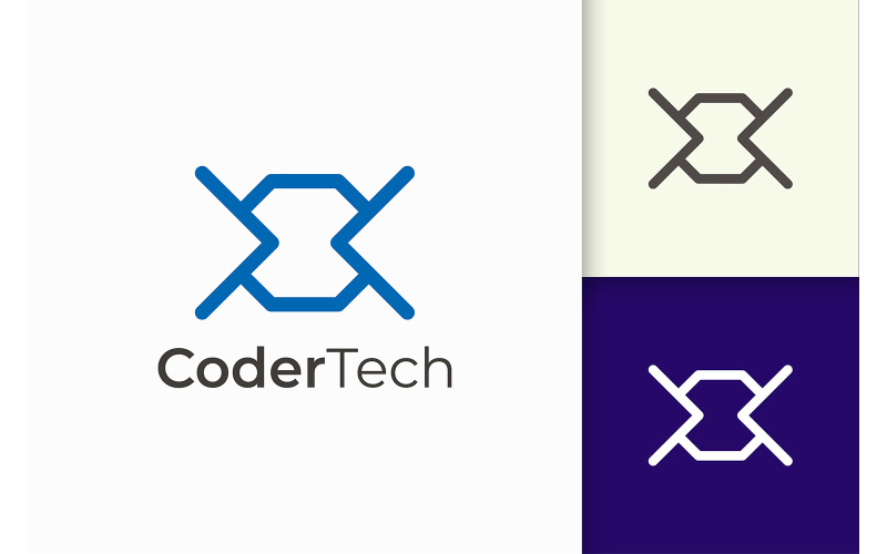 Logotipo do programador ou desenvolvedor com estilo simples e moderno