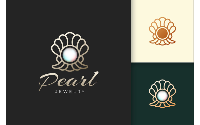 Luxusní perlové logo představuje šperky nebo drahokam