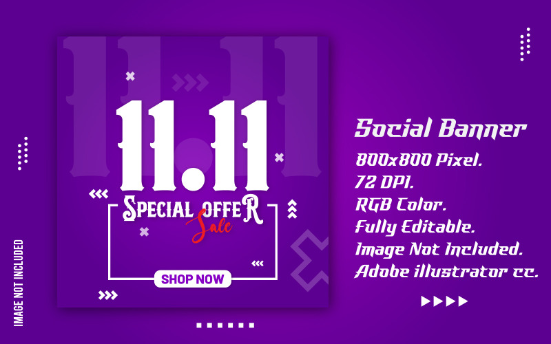 11-11 Social Media Shopping Banner Vector