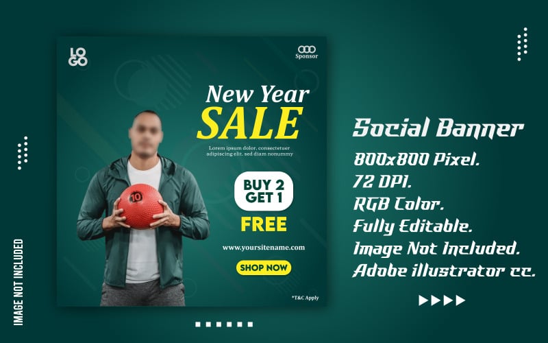 Modello di banner di vendita promozionale di Capodanno