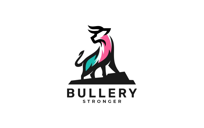 Стиль простого логотипа Bull Color