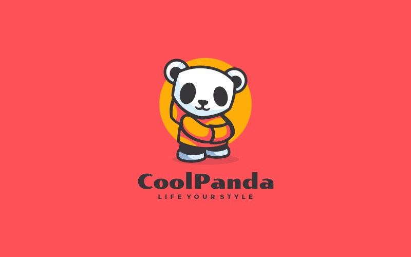 Cool Panda jednoduché logo maskota