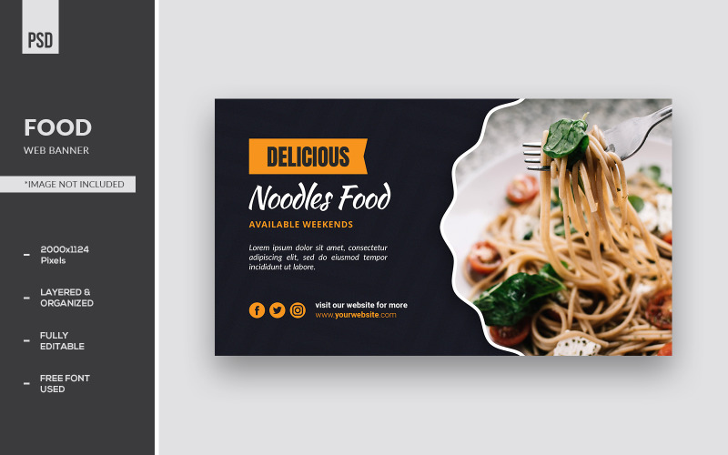 Modelli di banner per web alimentare di noodles