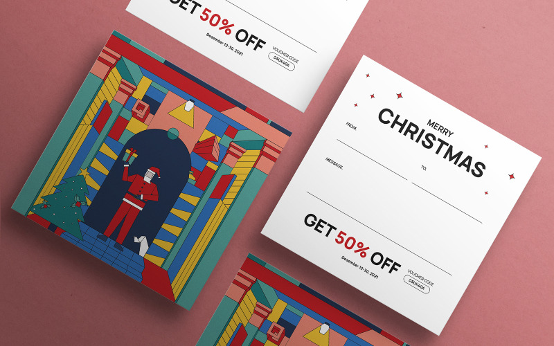 Modello di carta regalo di Natale - stile cubista