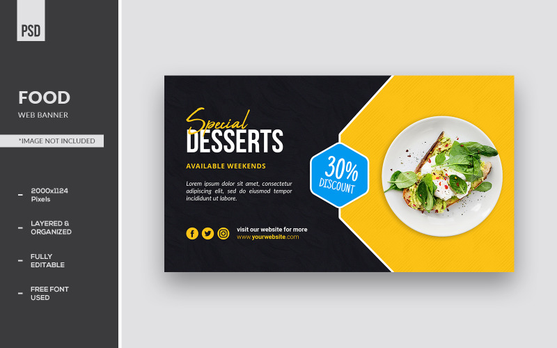 Modelos de banner da web para sobremesas especiais