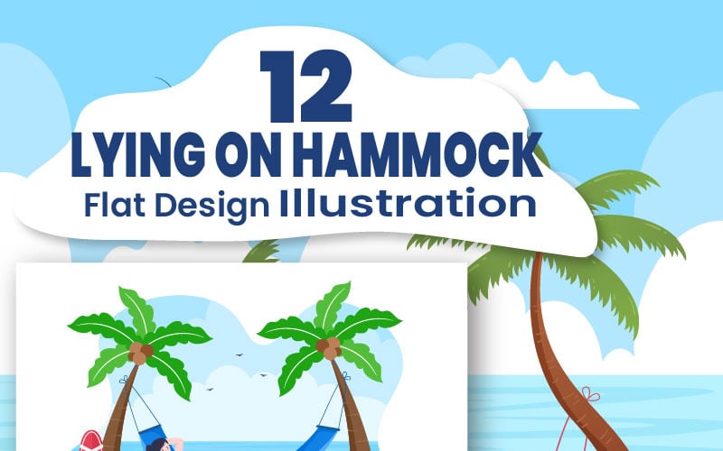 12 Personen, die auf Hängematte liegen Illustration