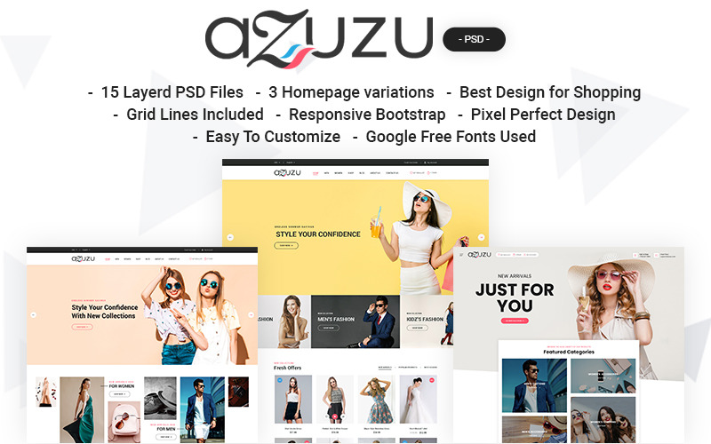 Azuzu eCommerce PSD-sjabloon