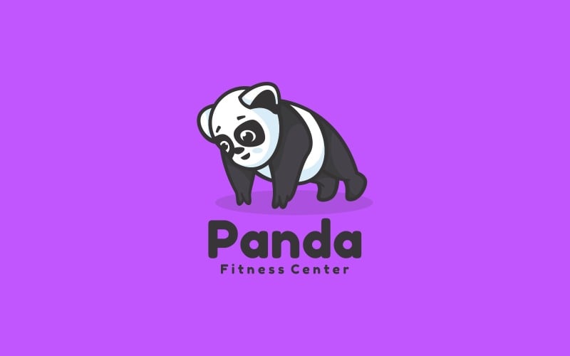 Estilo do logotipo de desenho animado do Panda Push Up