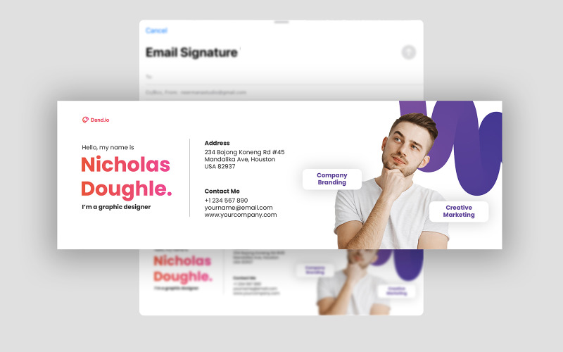 Modèle de signature d'e-mail de ligne fluide