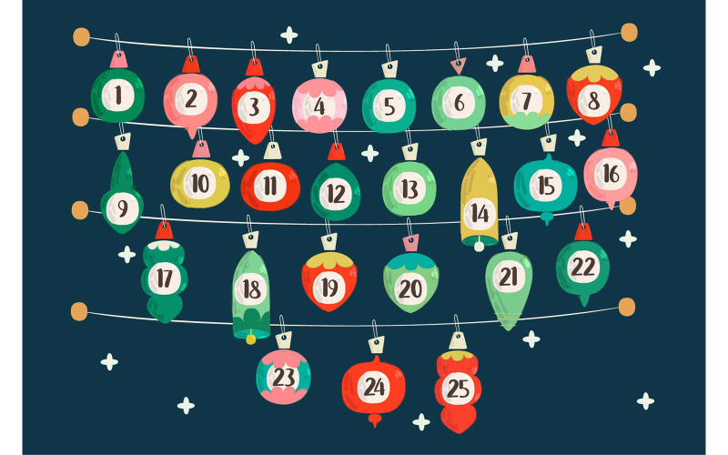 Adventní kalendář vánoční ilustrace