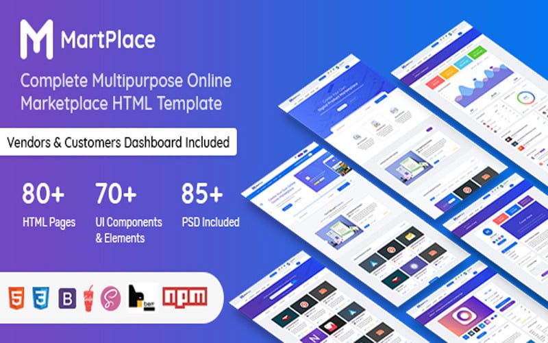 MartPlace - Multipurpose Online Marketplace HTML-mall med instrumentpanel