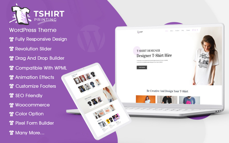 T-shirttryckbutik WordPress-tema med AI-innehållsgenerator