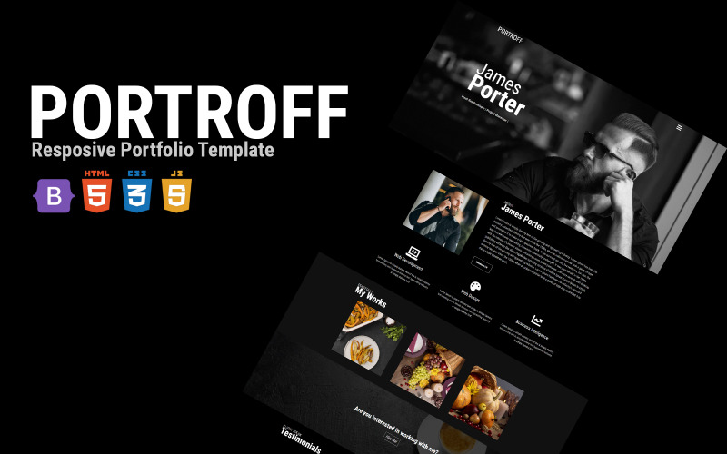 Portroff - Responsive Personal Portfolio Bootstrap HTML-webbplatsmall