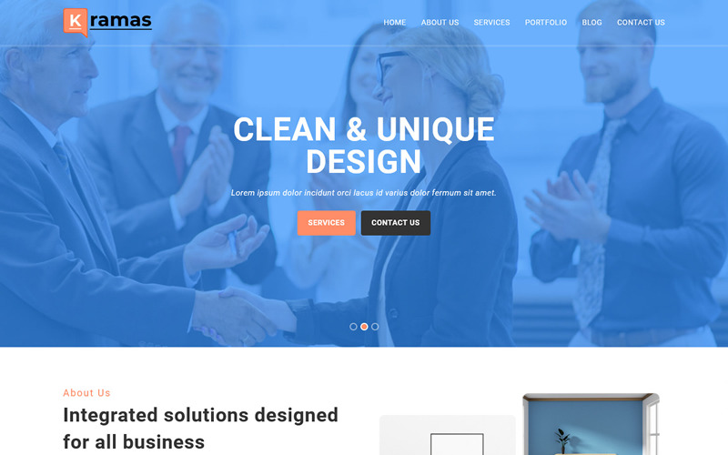 Kramas es una plantilla HTML5 empresarial de una página