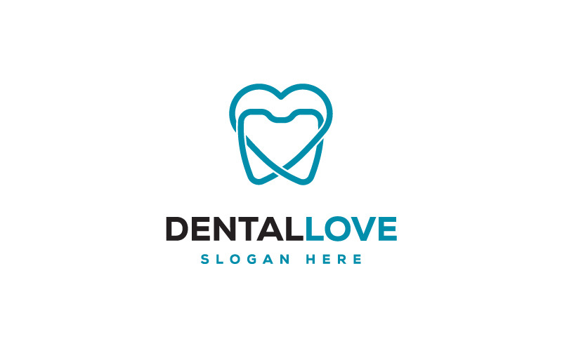 Modello moderno per il logo dell'amore dentale