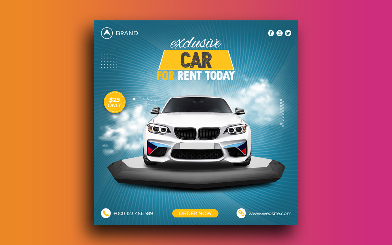 Modelo de banner para postar no Instagram da promoção Rent A Car