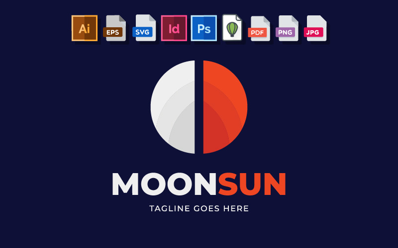 MoonSun-logotypen är perfekt för många typer av företag och personligt bruk