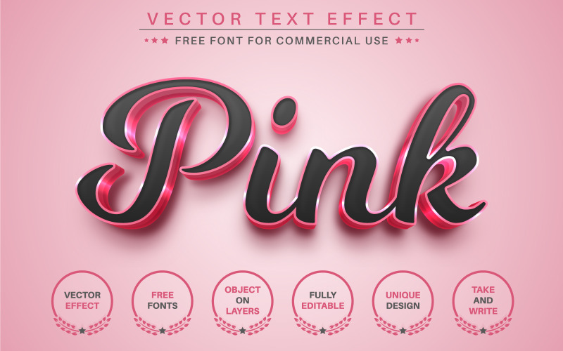 Pink Metal - Editable Text Effect, Font Style, Graphics Illustration