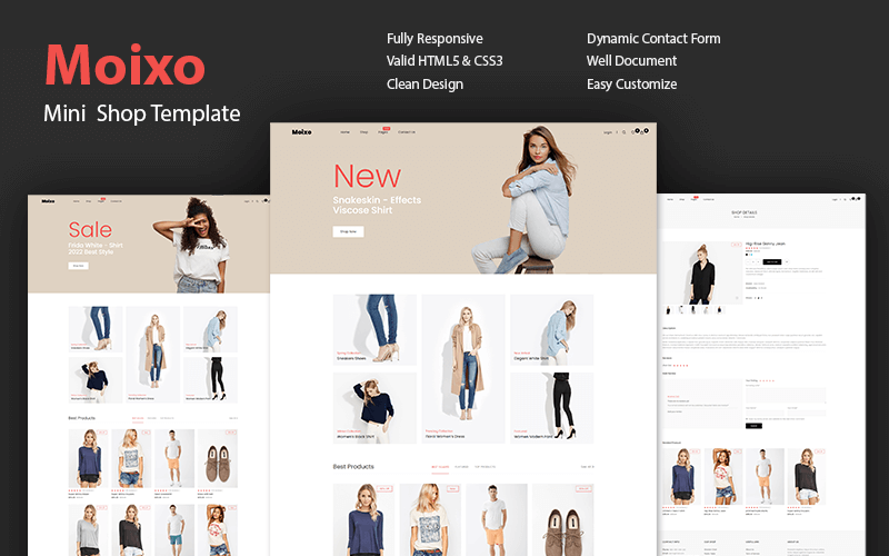Moixo – minimální šablona HTML elektronického obchodu