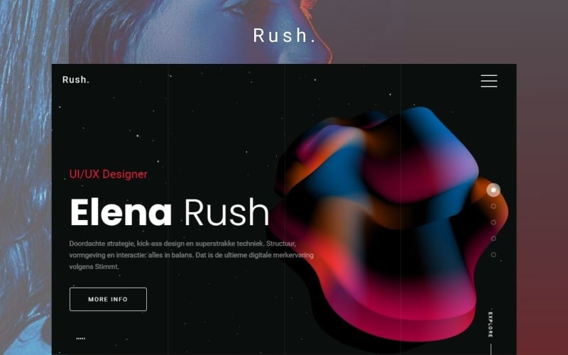 Rush — многоцелевой шаблон целевой страницы личного портфолио Bootstrap 5