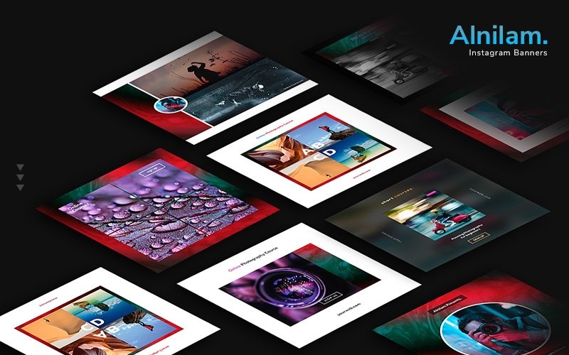 Alnilam - 8 szablonów banerów internetowych kursów fotografii dla mediów społecznościowych