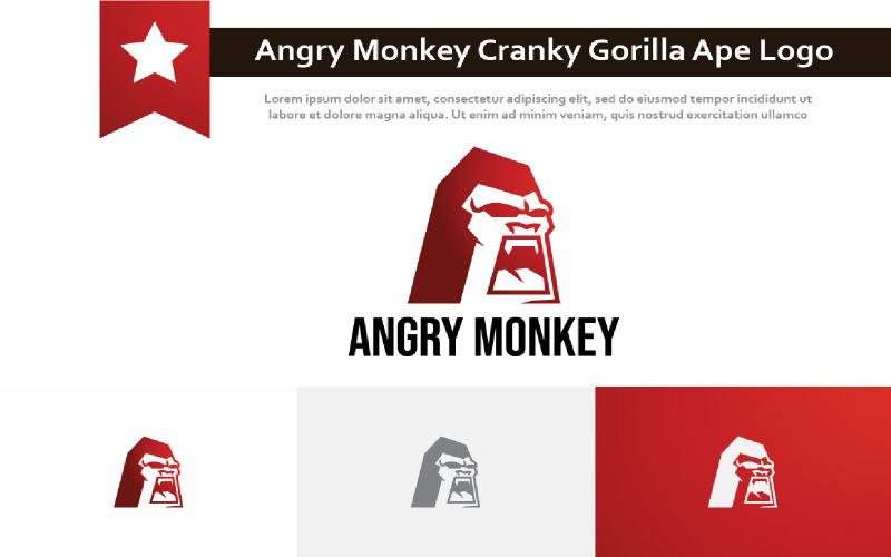 Angry Monkey Wild Cranky Gorilla Ape Head Logotyp