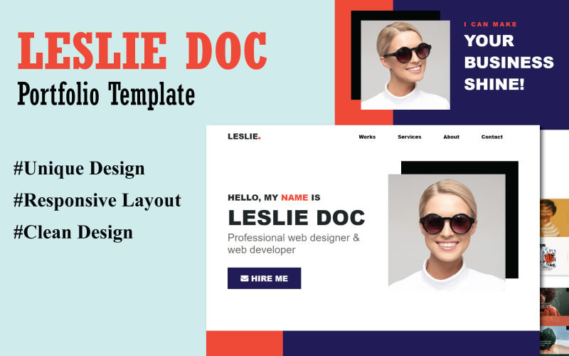 LESLIE – HTML Bootstrap 5 的个人作品集模板