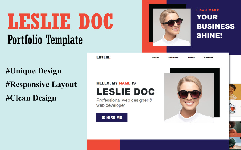 LESLIE - Modelo de portfólio pessoal para HTML Bootstrap 5