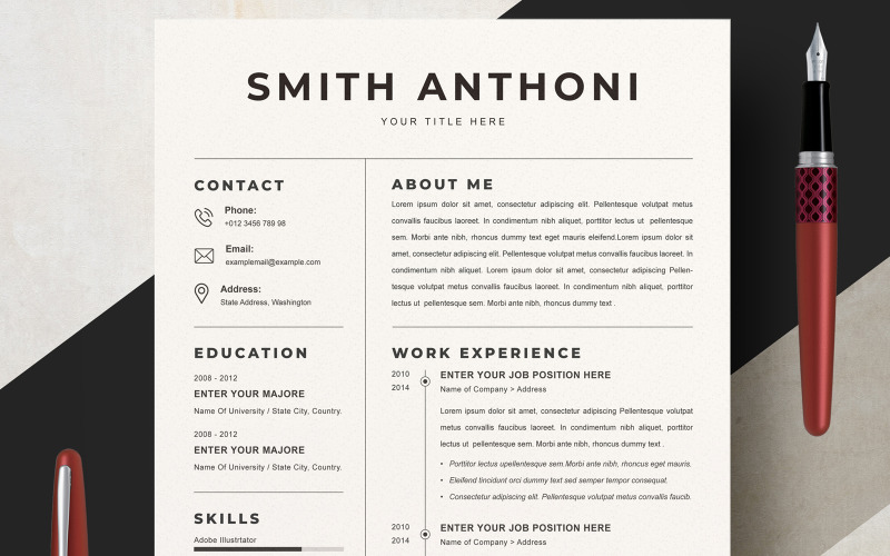 Plantilla de curriculum vitae de Smith Anthoni / Clean