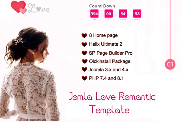 Романтична любов Joomla3 і Joomla4 шаблон