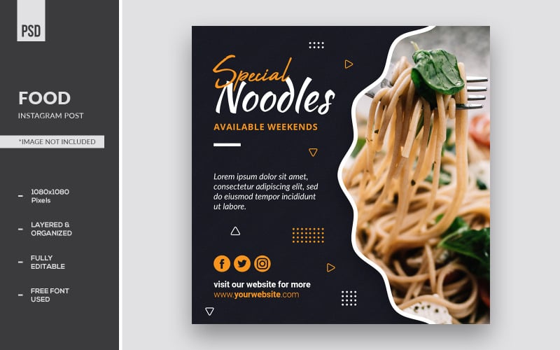 特殊面条食品 Instagram 故事和横幅广告