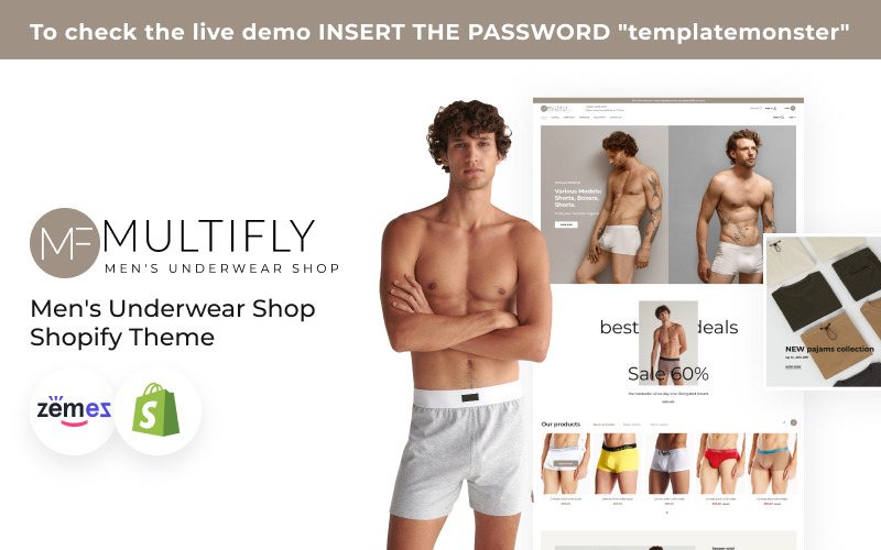 Тема Shopify для магазина мужского нижнего белья Multifly