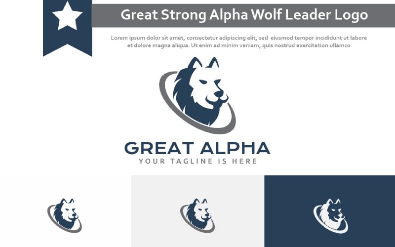 Great Strong Alpha Wolf Head Leader Business Logo